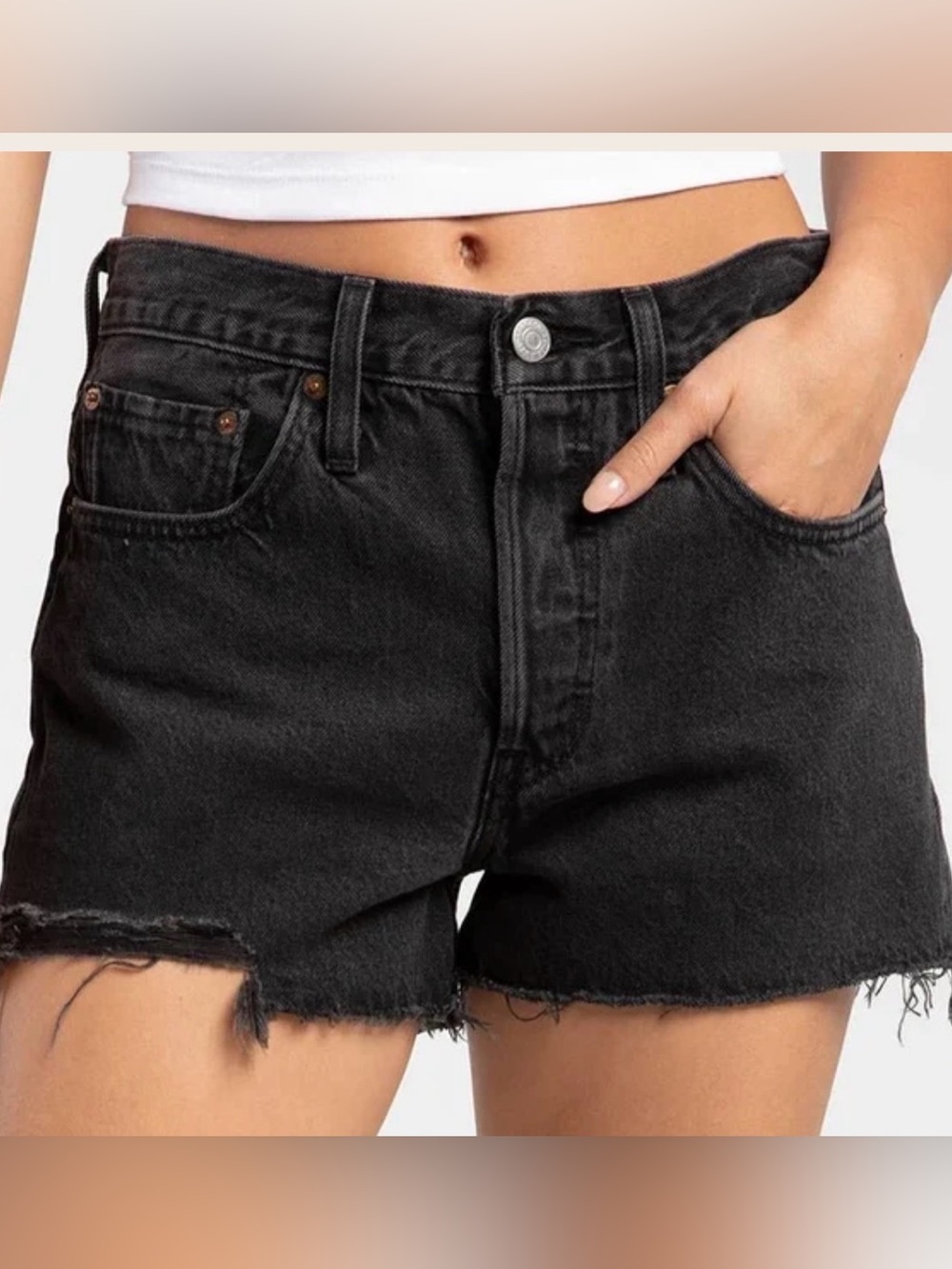 NWT Levi’s 501 Button Fly Cutoff Shorts Black 32 Large